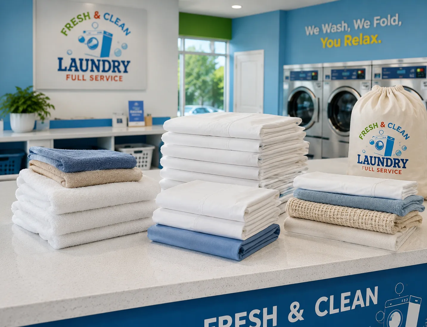 Fresh Clean Laundromat Linen Display
