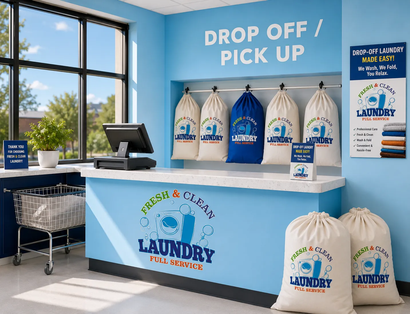 Fresh Clean Drop Off Pick Up Counter Bags